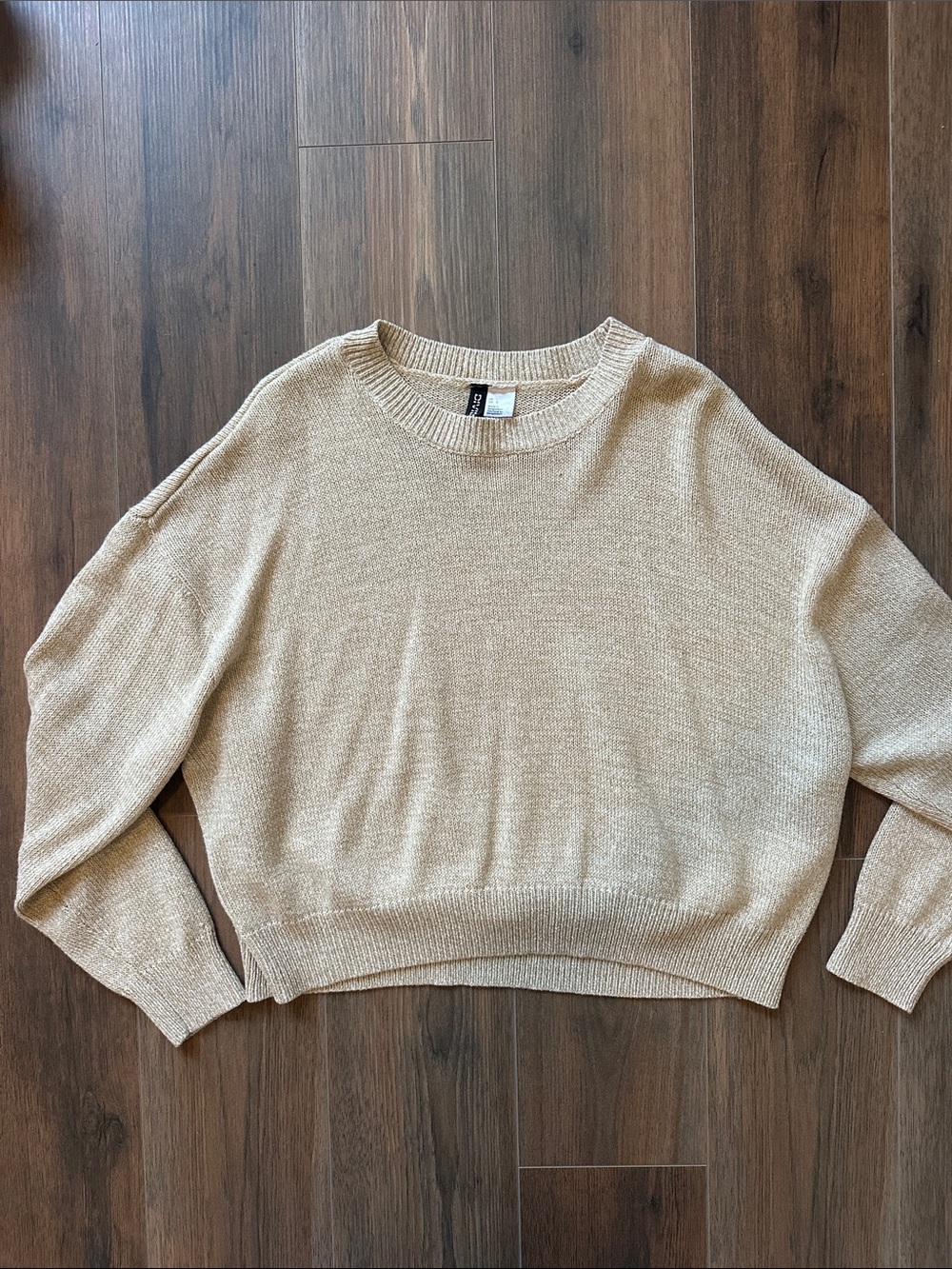 Divided Beige Crewneck Sweater - Neutral Lightweight Knit